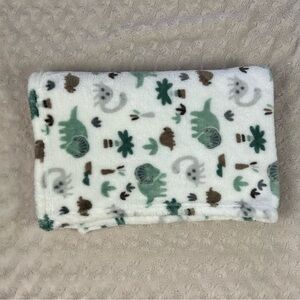 Dream Gro Dinosaur Baby Blanket Green White Gray Brown Dino Trees